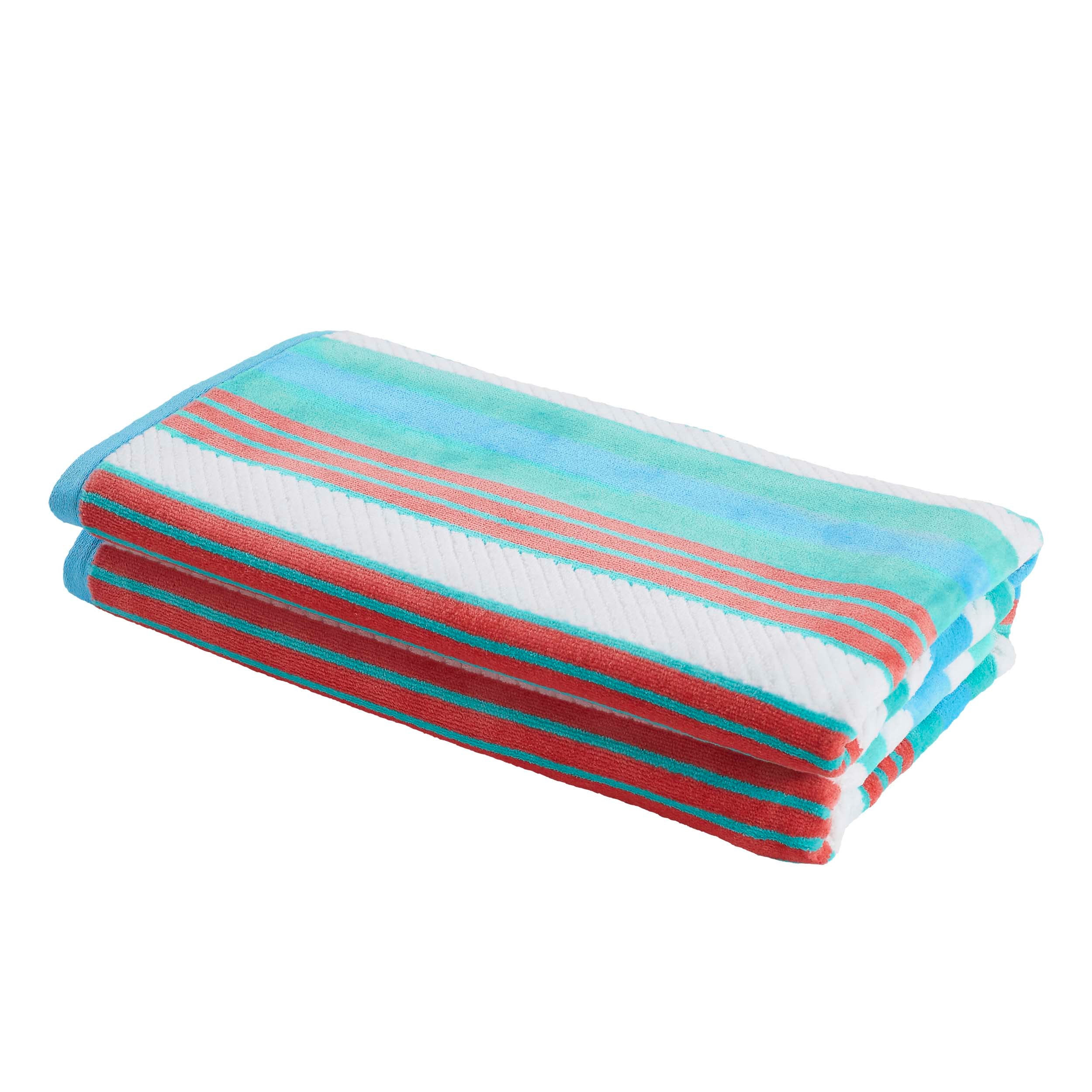 Premium Rope Textured Striped Oversize 2-Piece Beach Towel Set - Soft Quick-Dry Bath Towels for Pool, Beach, Yoga & Gym - Perfect Summer Accessories