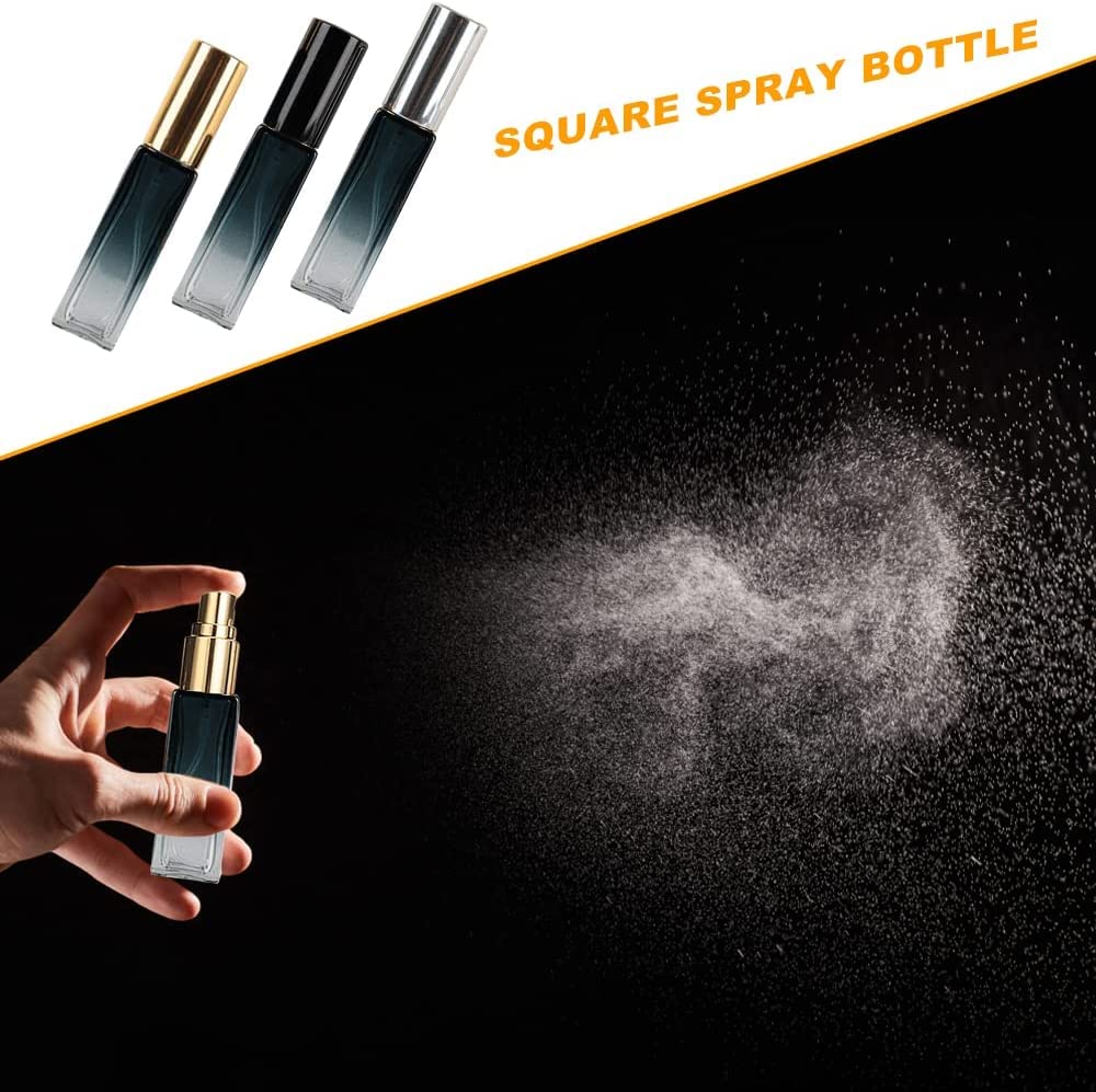 LusDoly 12 Pack 9ml Gradient Green Glass Perfume Atomizer Bottle with Silver Sprayer - Refillable Travel Size Fine Mist Spray Bottles for Fragrance Samples, Essential Oils & Makeup Setting Spray (Perfect for Travel, Gym, Purse & Gift Sets)