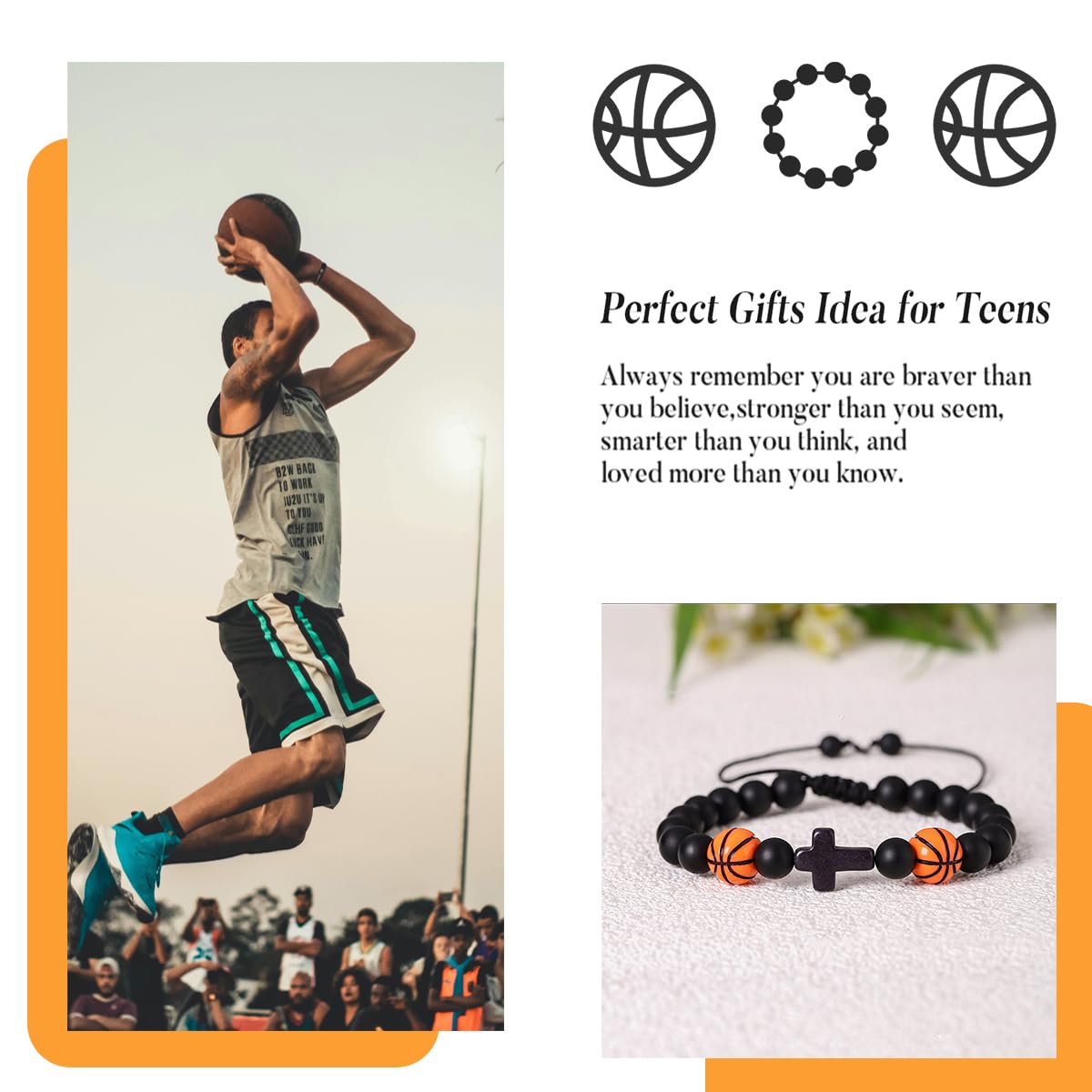 Men's Beaded Sports Bracelets - Baseball & Basketball Wristbands for Athletes & Fans - Durable Adjustable Beaded Bracelet for Men & Teens - Perfect for Game Day, Workouts & Stocking Stuffers