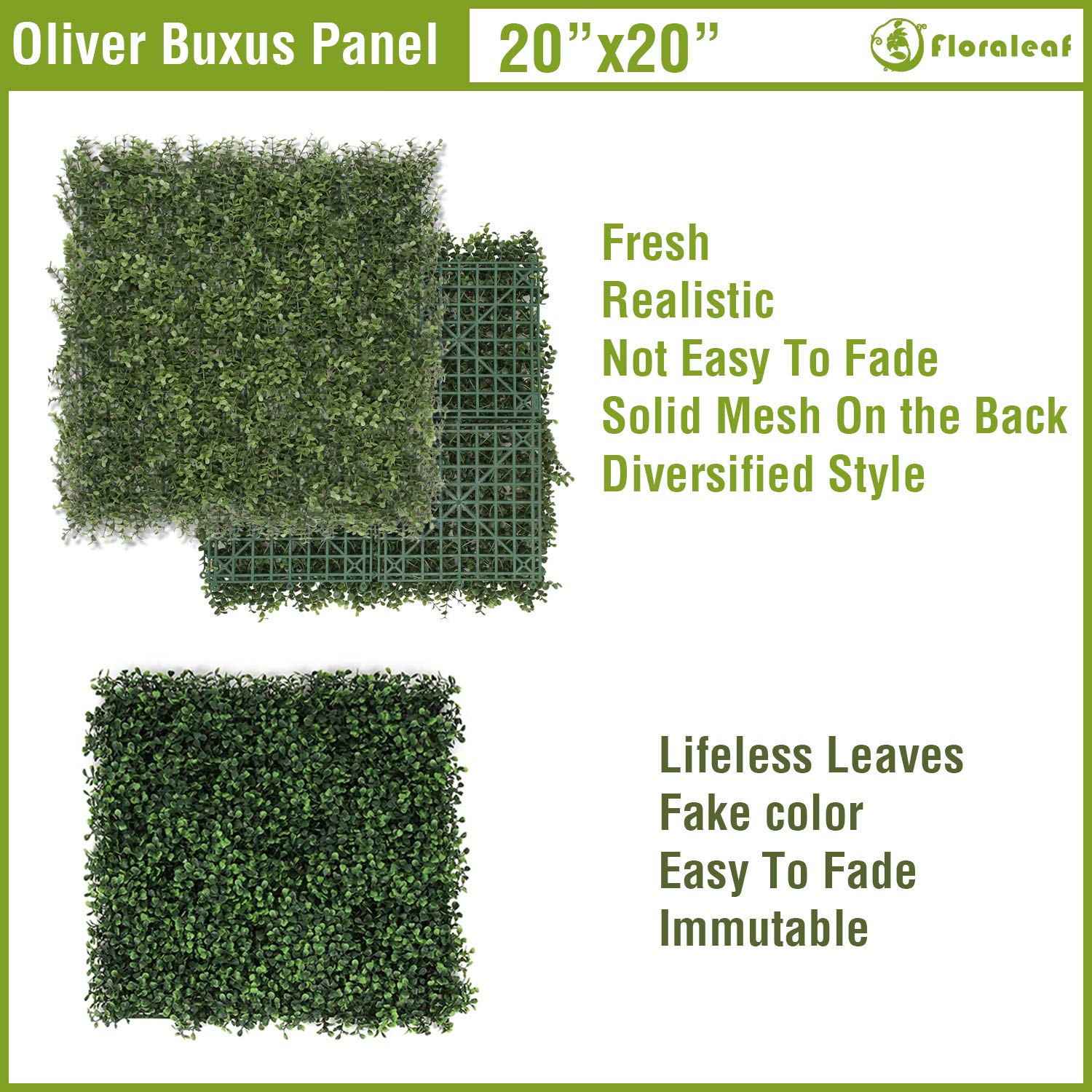 Premium Artificial Boxwood Hedge Panels - UV Resistant Faux Greenery Privacy Screen for Indoor/Outdoor Use - 20