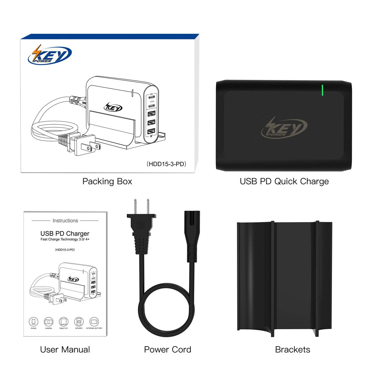 100W Fast Charging Station with Dual USB-C PD Ports - Quick Charger for MacBook Pro/Air, iPad Pro, HP Spectre, Dell XPS, Lenovo, iPhone & Galaxy - Perfect for Home, Office & Travel Charging Needs