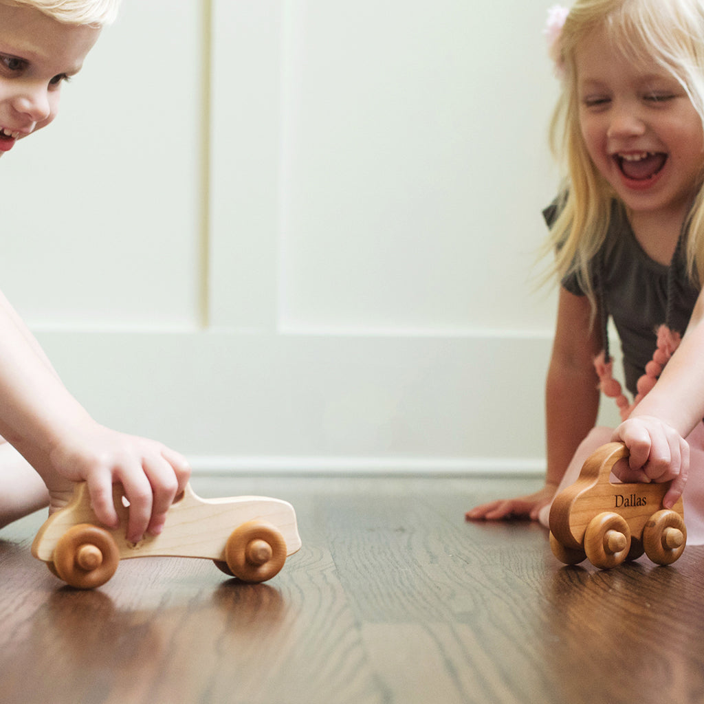 Premium Set of 3 Natural Wooden Toy Cars for Kids - Eco-Friendly Push & Pull Vehicles for Toddlers - Perfect for Birthday Gifts, Nursery Decor & Pretend Play