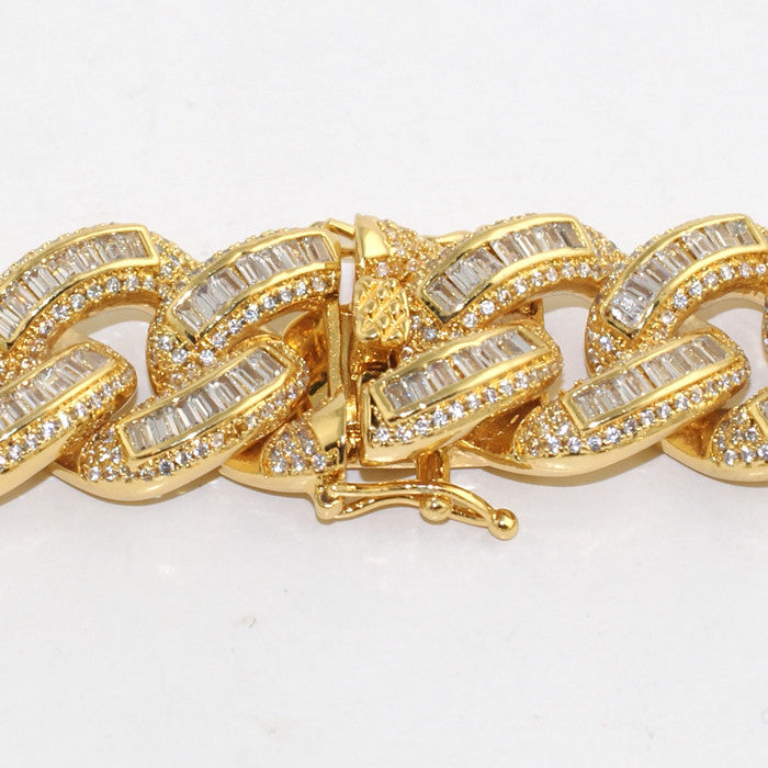 Exotic Baguette Lab Diamond Gold Cuban Bracelet for Women | Luxury Tennis Bracelet | Perfect for Weddings, Parties & Special Occasions