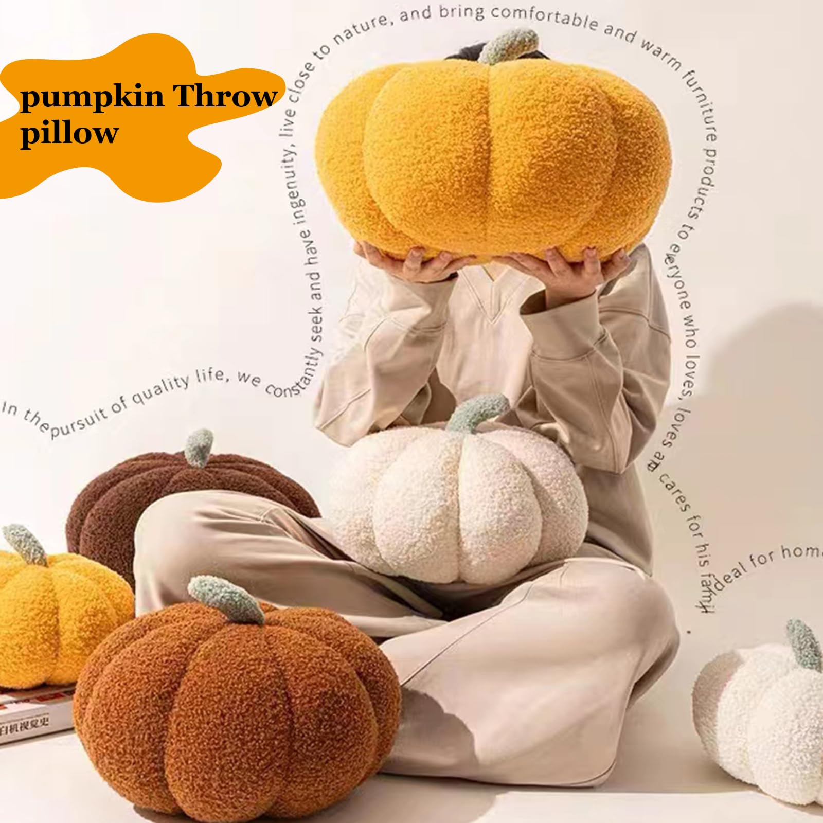 Halloween Pumpkin Pillow - Soft Fluffy Plush Throw Pillow, 3D Simulated Pumpkin Shaped Decorative Cushion for Fall Home Decor, Party Supplies & Seasonal Sofa Bed Accents | Perfect for Halloween Decorations, Thanksgiving Centerpieces & Cozy Living Room Vibes