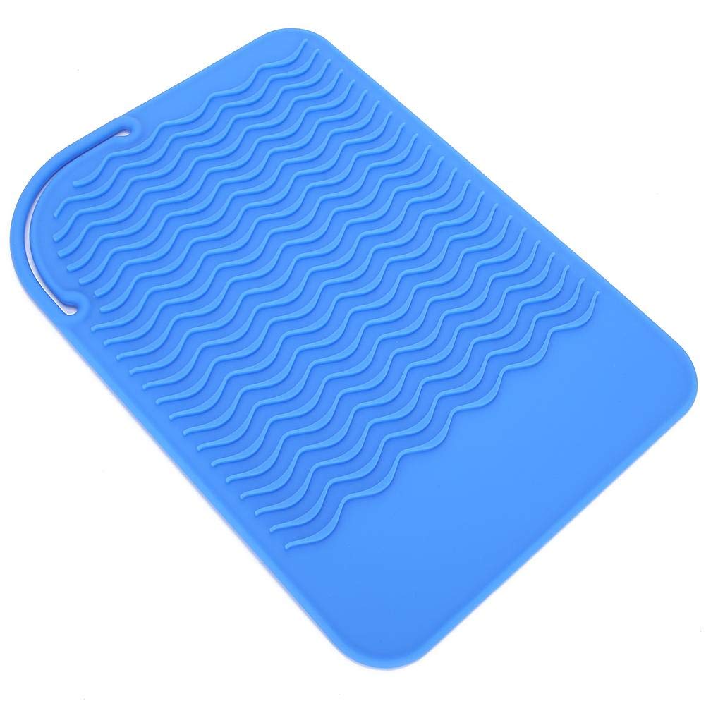Heat Resistant Silicone Mat - Non-Toxic, Reusable Hot Tool Cover for Hair Styling - Perfect for Travel & Salon Use (Blue) - Protects Surfaces from Flat Irons & Curling Wands