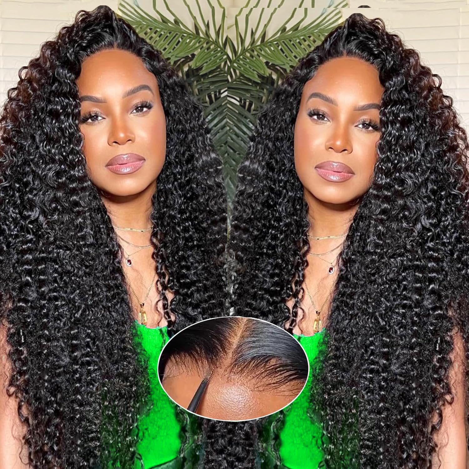 Natural Glueless Human Hair Wigs 26 Inch Water Wave Lace Front Wigs 180 Density 13x4 HD Lace Pre-Plucked No Glue Needed - Perfect for Daily Wear, Parties & Special Occasions