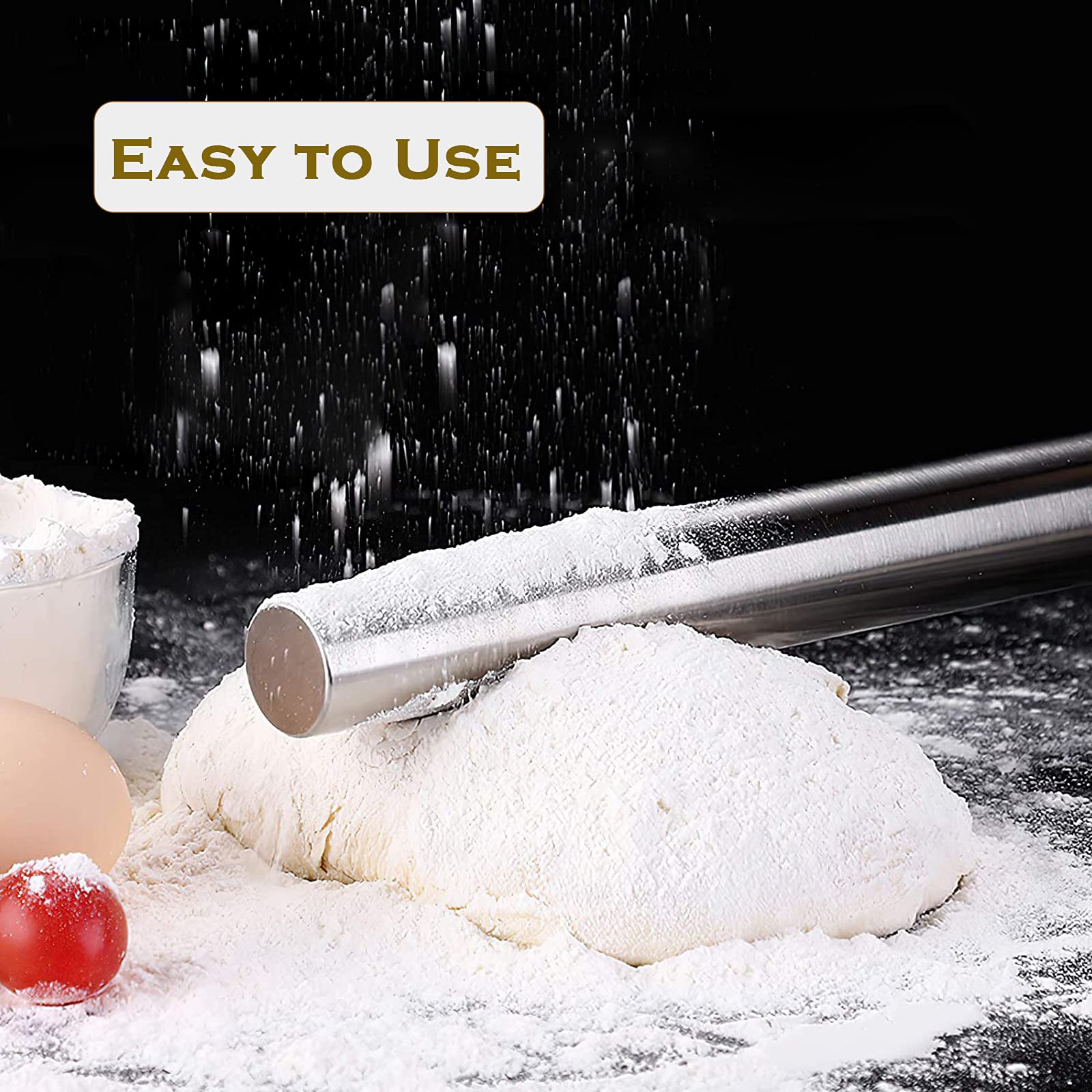 Premium Stainless Steel Rolling Pin - Nonstick Baking Tool for Fondant, Pizza Dough, Pies, Pastry & Cookies | Perfect for Home Bakers & Professional Chefs