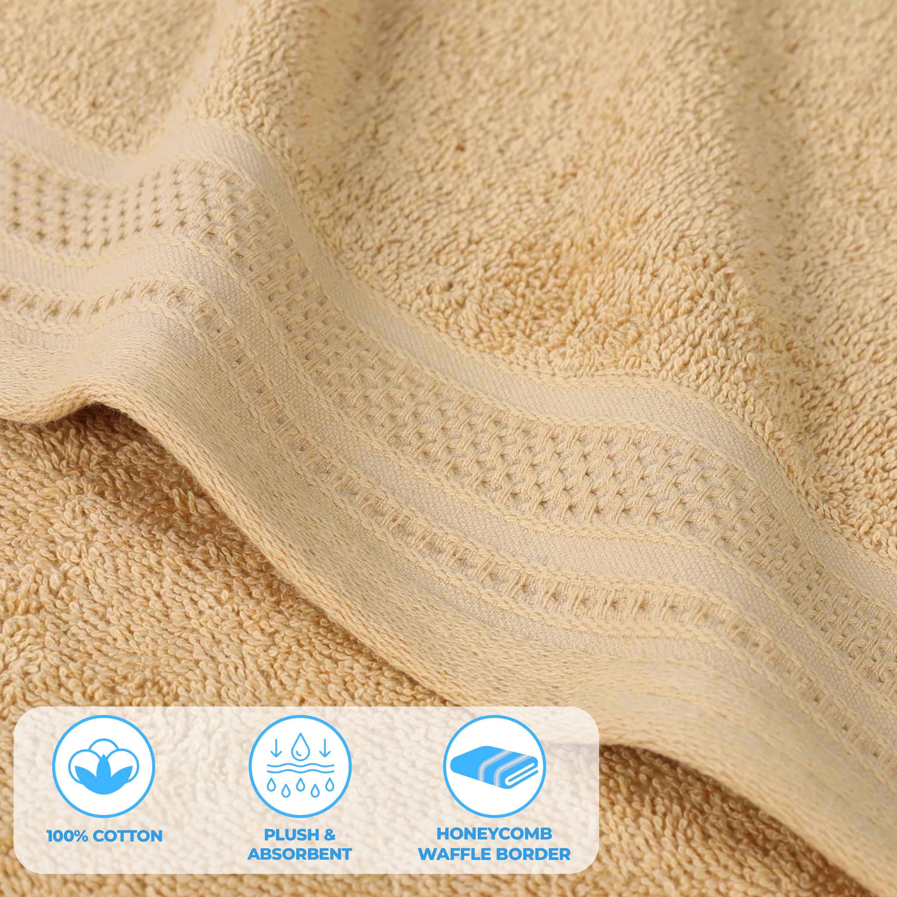 Premium Honeycomb Waffle Weave Cotton Bath Towels - Ultra Soft & Absorbent Luxury Bath Sheets Set of 2 for Spa, Hotel & Home Bathroom Use