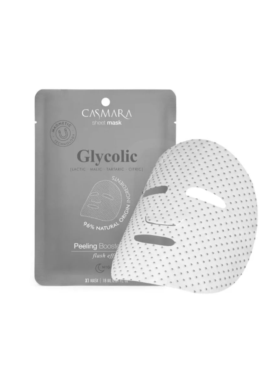 Casmara Glycolic Acid Peeling Booster Sheet Mask - 10 Pack for Exfoliation & Brightening | At-Home Spa Treatment & Skincare Routine
