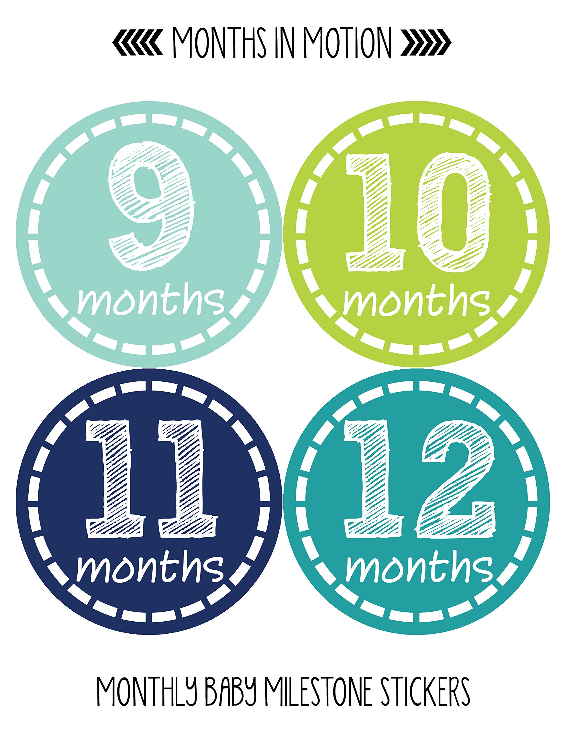 Baby Monthly Milestone Stickers for Newborn Boys - Set of 20 Adhesive Photo Props - Perfect for Baby's First Year Photo Shoots, Scrapbooking & Memory Keepsakes