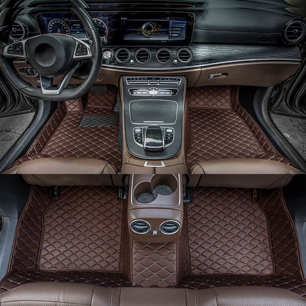 Premium All-Weather Non-Slip Leather Car Floor Mats for Ford Mustang 1996-2022 | Custom Fit Floor Liners | Coffee Color Option (1996-2004 Models) | Perfect for Daily Commute, Road Trips & Car Protection