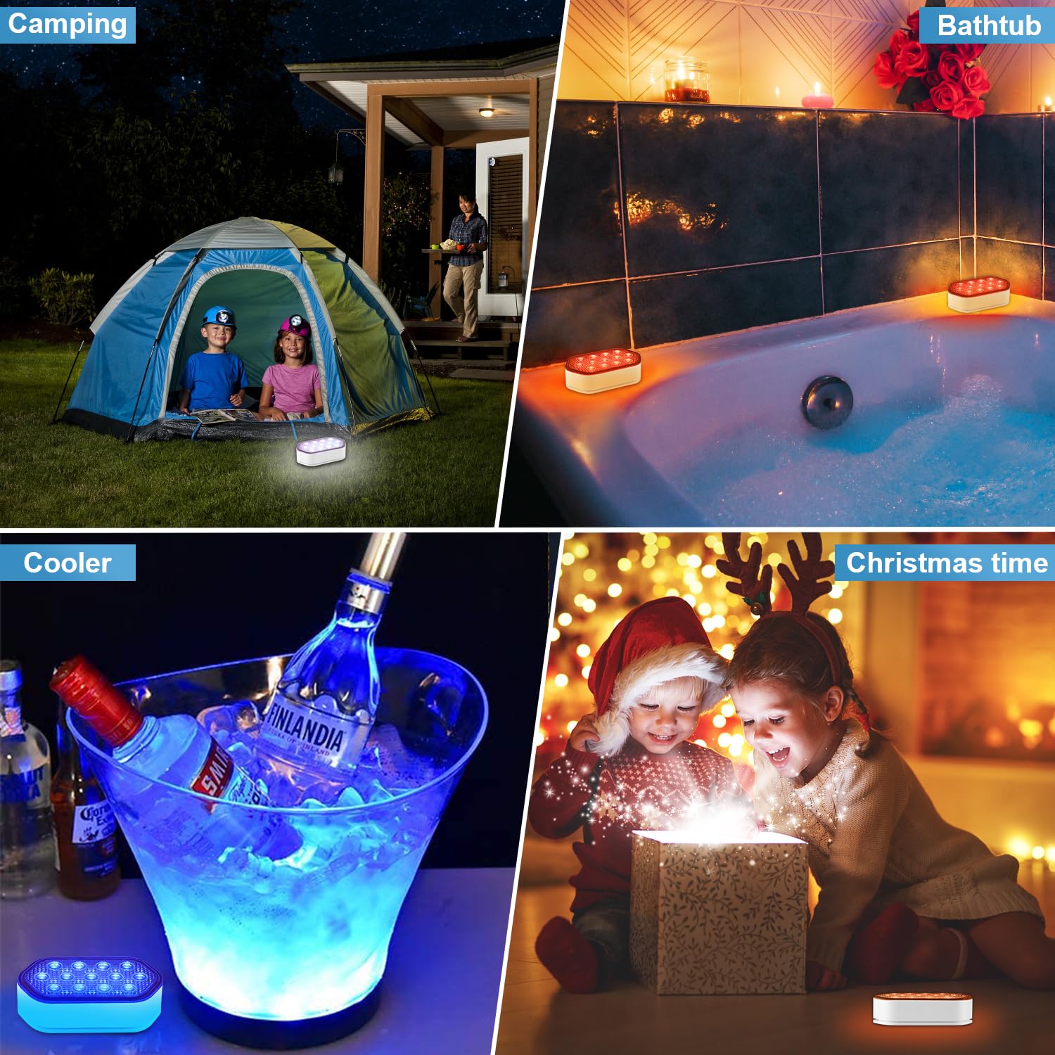 Rechargeable Submersible LED Pool Lights - 16 Color Chase Mode, IP68 Waterproof, Floating Lights with Remote (4 Pack) | Perfect for Inground Pools, Hot Tubs, and Backyard Water Features