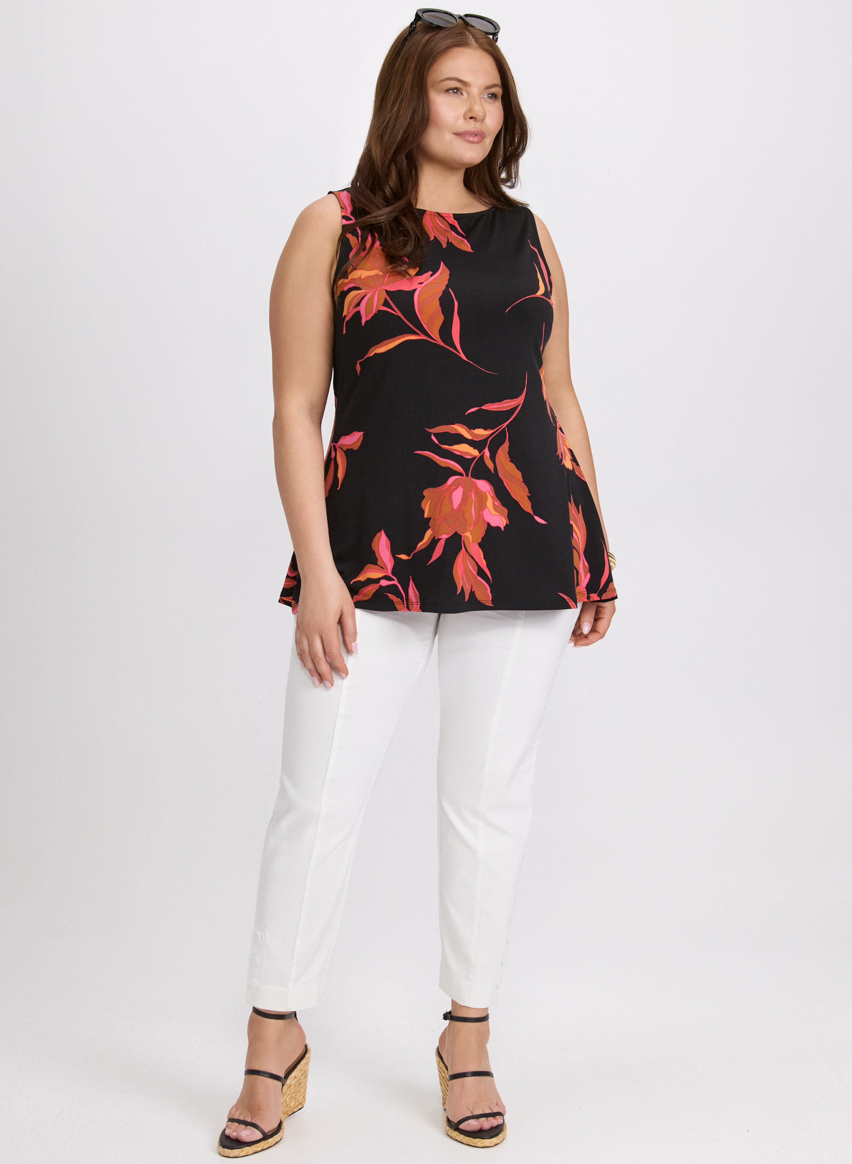 Floral Print Sleeveless Blouse for Women - Summer Casual Tops for Outfits, Beach, and Vacation Wear