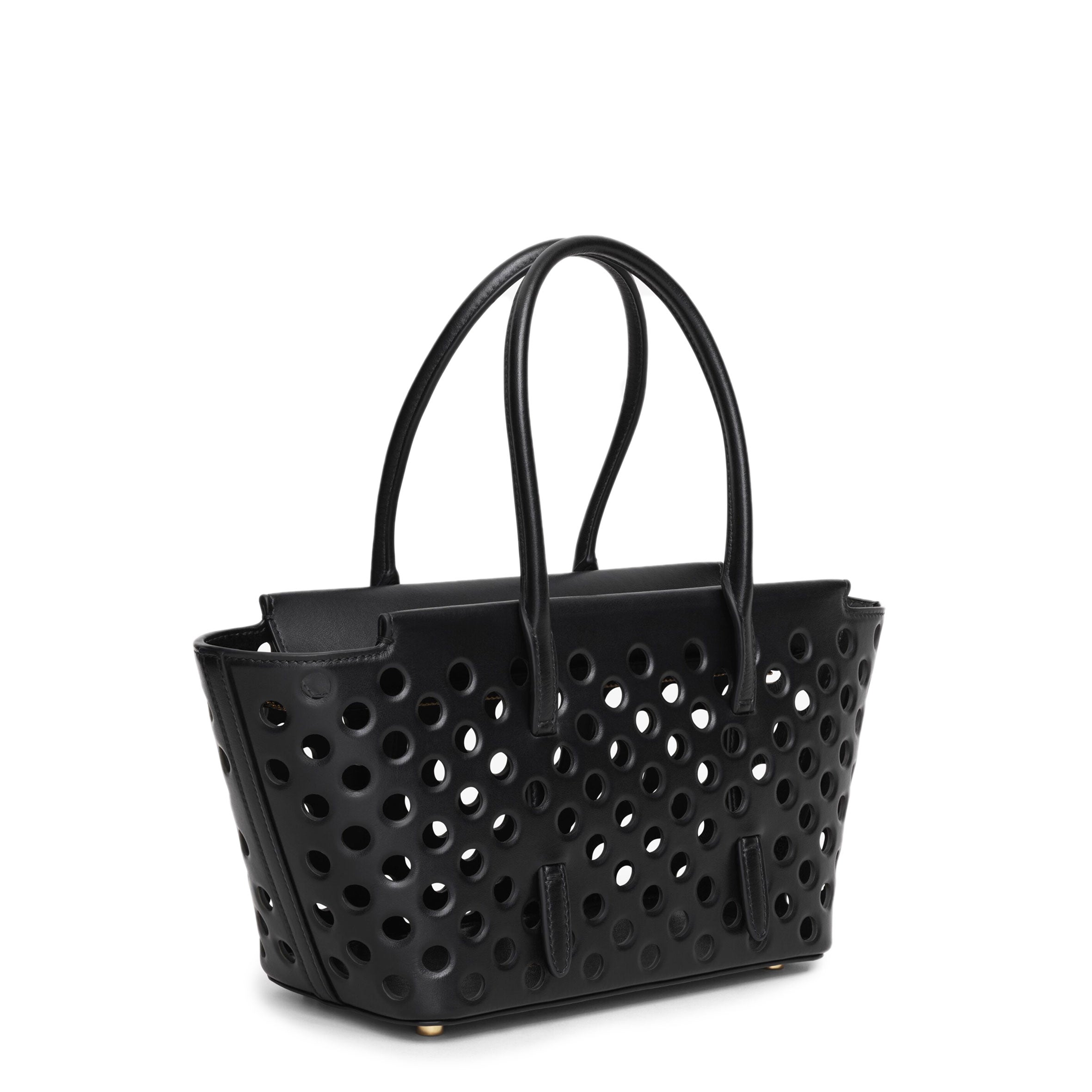 Neo Mina 20-Inch Perforated Calfskin Leather Handbag in Noir Black - Perfect for Work, Travel & Everyday Use