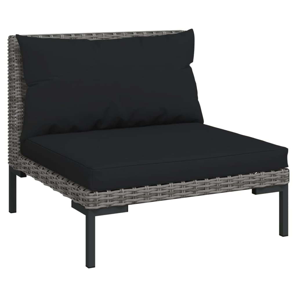 vidaXL Dark Gray Patio Lounge Set with Cushions - Weather-Resistant Poly Rattan Outdoor Furniture – Powder-Coated Steel Frame, Comfortable Cushions, Easy to Clean - Perfect for Patio, Garden, Poolside & Backyard Relaxation