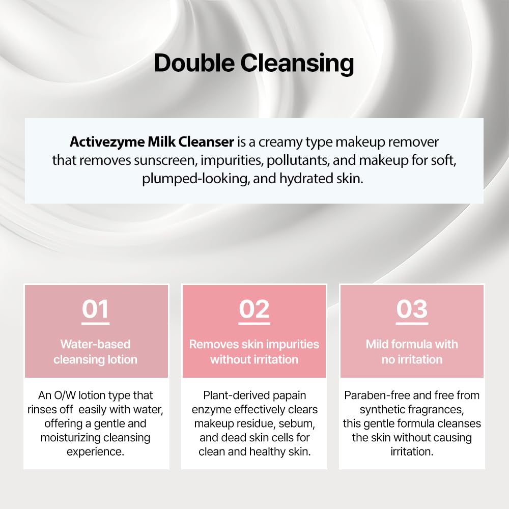 Activezyme Milk Cleanser 120ml - Hydrating Korean Face Wash for Sensitive Skin | Daily Skincare Routine