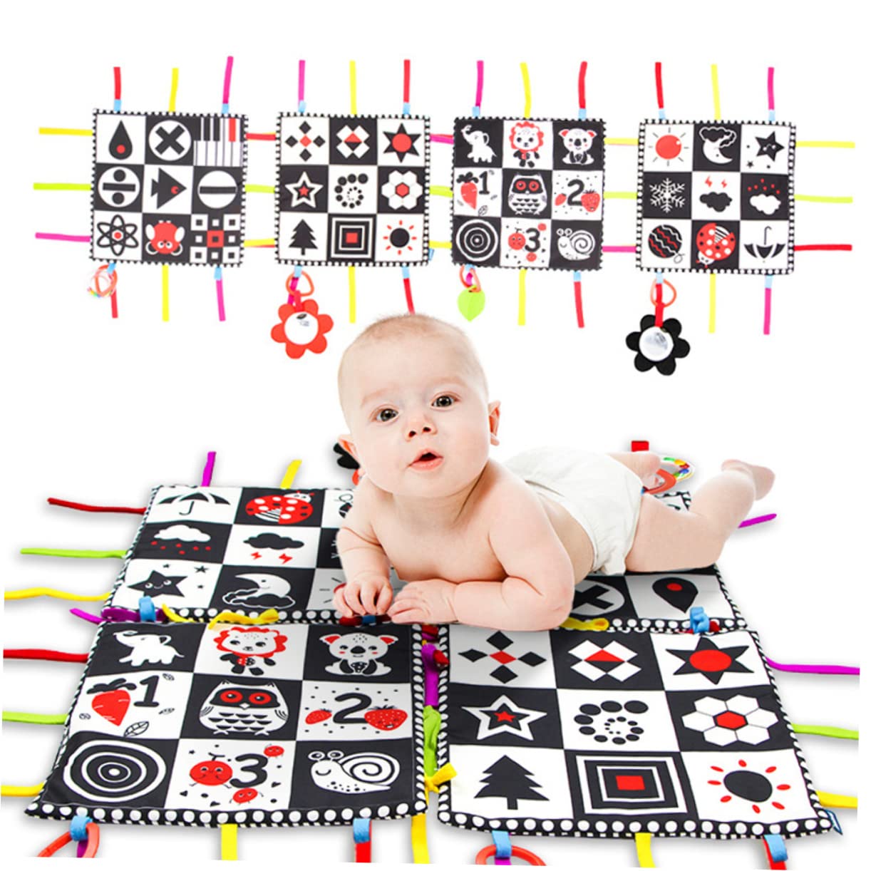 VICASKY 4-Piece Baby Play Mat Set - Non-Toxic Foam Floor Cushion for Infants & Toddlers - Soft Playmat for Crawling, Learning & Playtime - Nursery, Living Room & Daycare Safe