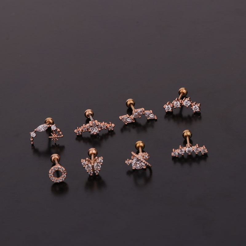 20G Cartilage Tiny Stud Earrings - Moon & Star Stud Earrings for Women | HSPJ259 | Perfect for Daily Wear, Parties & Gifts
