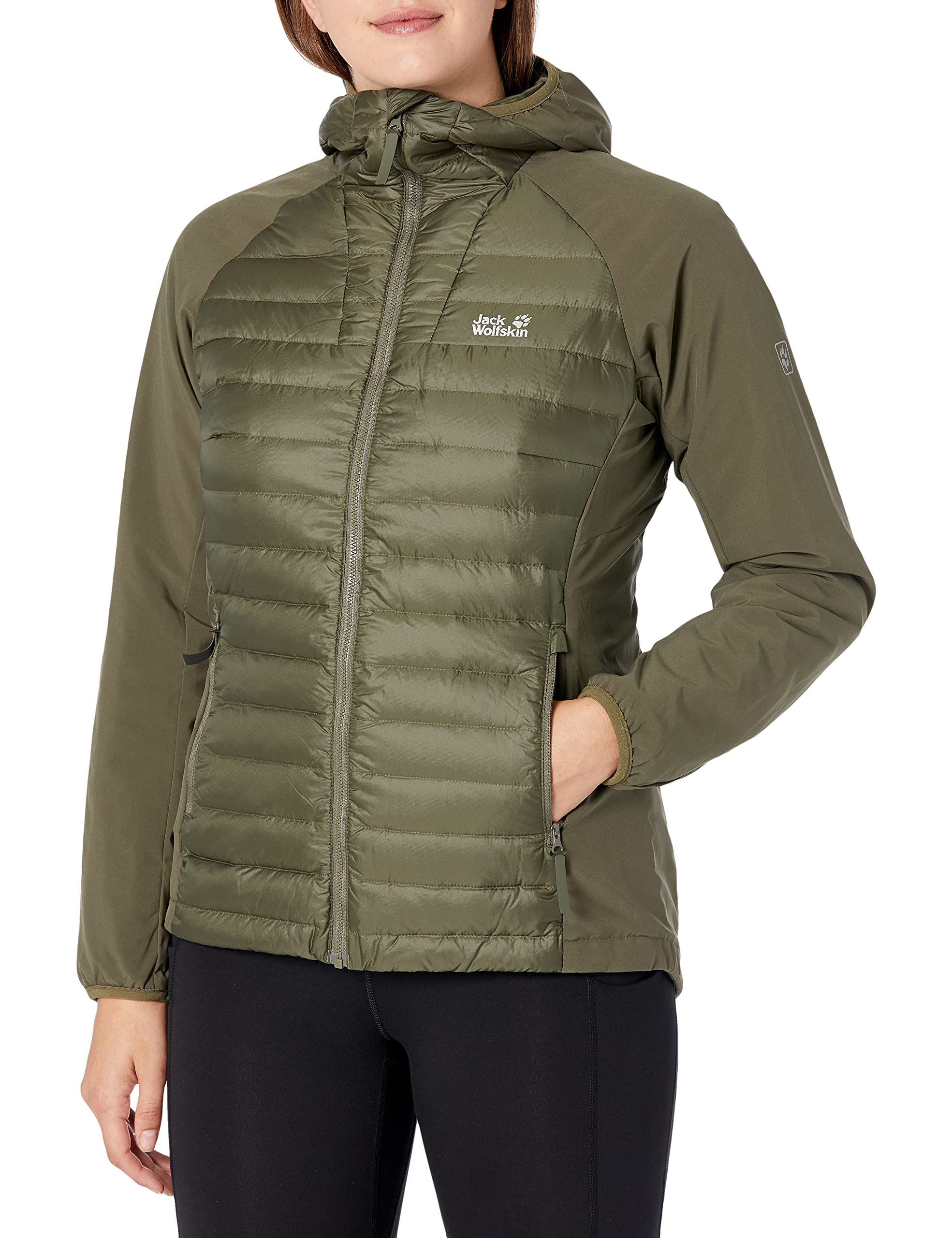 Jack Wolfskin Women's JWP Hybrid Waterproof Hiking Jacket - Lightweight Windproof Outdoor Coat for Trekking & Camping | Perfect for Mountain Adventures & Travel