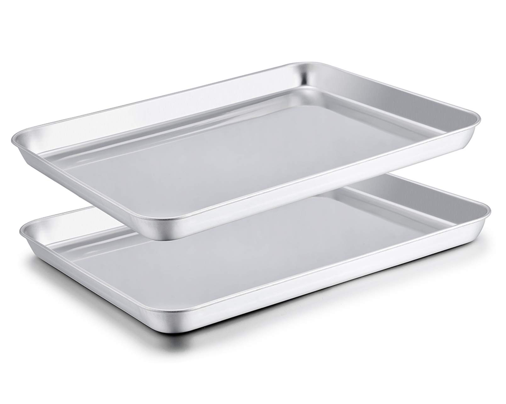 TeamFar 2-Piece Stainless Steel Baking Sheet Set – Non-Toxic, Rust-Free Cookie Pans with Mirror Finish | Easy to Clean & Dishwasher Safe | Perfect for Cookies, Pastries, and Roasting Vegetables