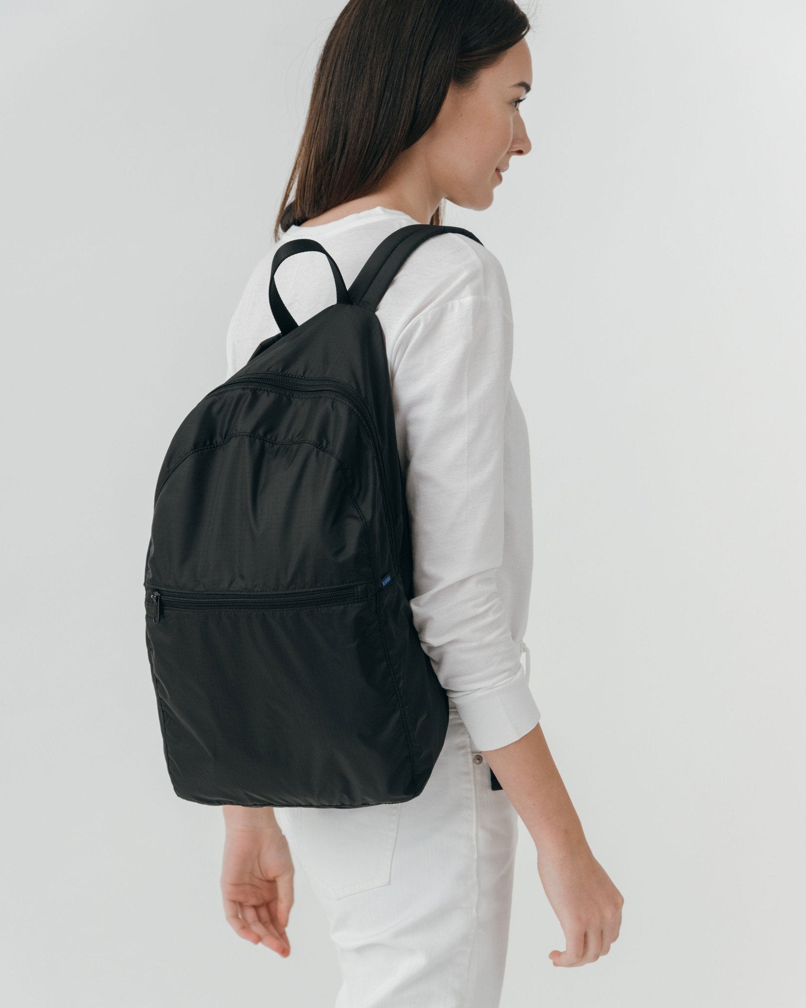 Baggu Ripstop Backpack - Lightweight Durable Water-Resistant Daypack for Travel, Work & School | Black