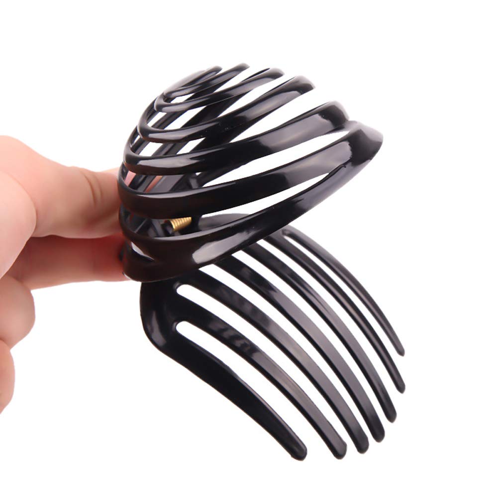 2 Pack Black Plastic Spiral Bun Makers - No Slip Hair Claw Clips for Women, Stylish Mushroom Head Hair Holders (Perfect for Updos, Ponytails & Everyday Hairstyles)