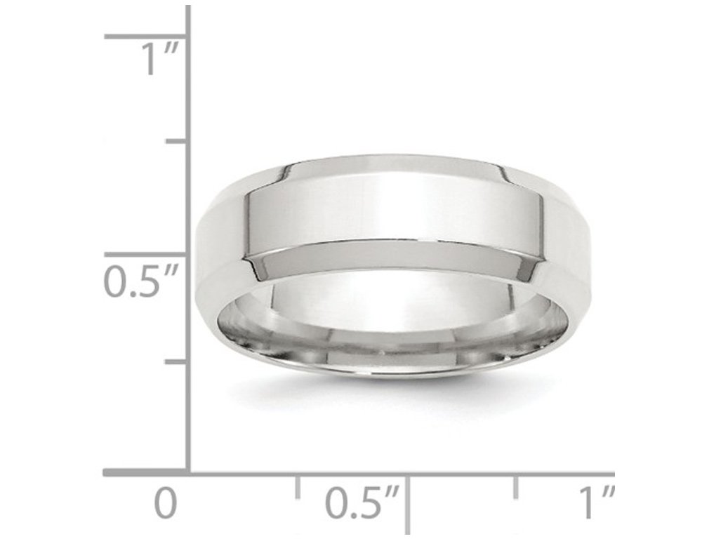 Men's 7mm Sterling Silver Bevel Edge Wedding Band Ring - Classic Comfort Fit for Everyday Wear & Special Occasions
