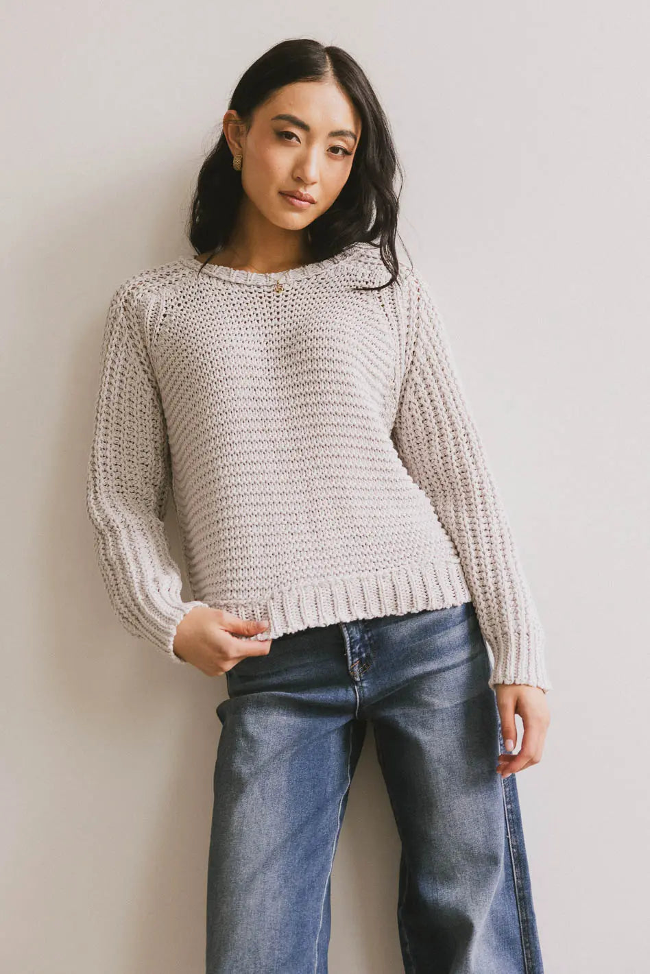 Juniper Textured Grey Sweater for Women | Cozy Knit Pullover | Perfect for Fall & Winter Outfits, Casual Wear & Layering