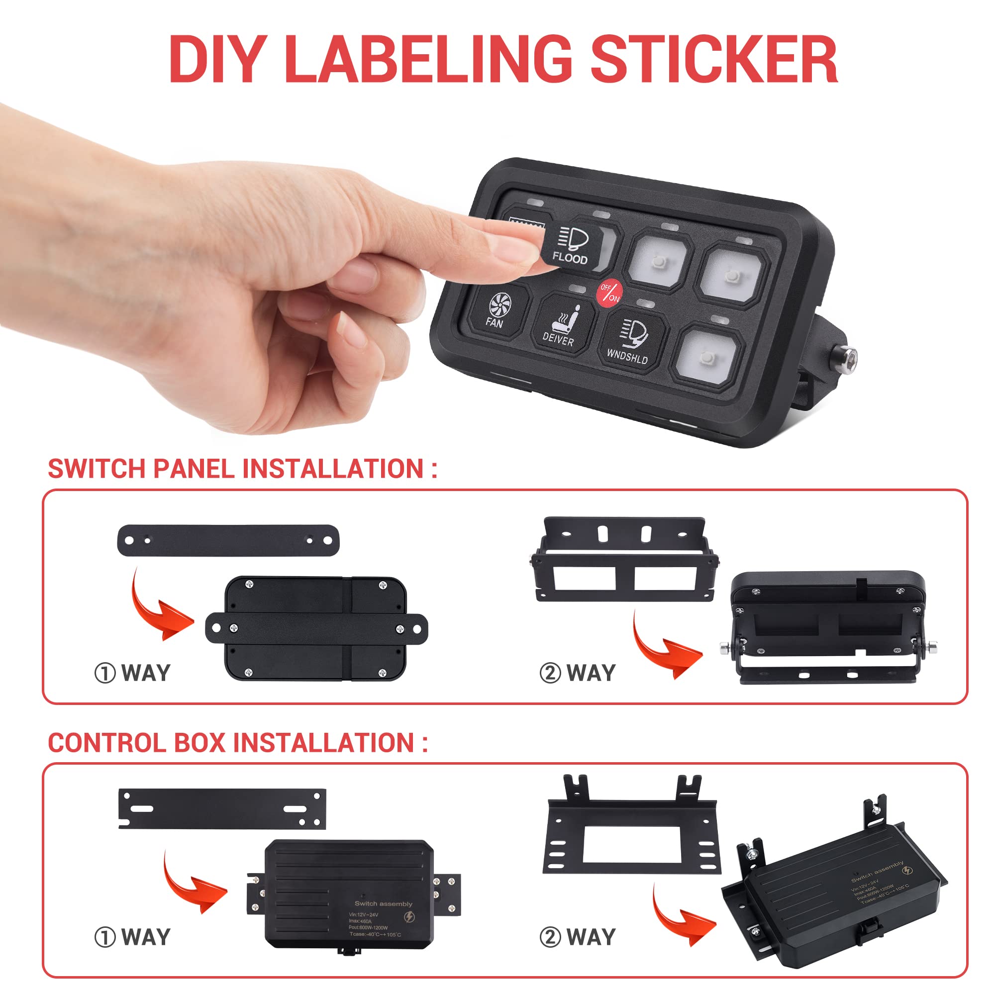 8 Gang Switch Panel with Blue LED Touch Control - Universal Momentary Switch Box with Fuse Block & Labels for Truck, ATV, UTV, Marine, Caravan - Perfect for Off-Road, Boating & RV Customization