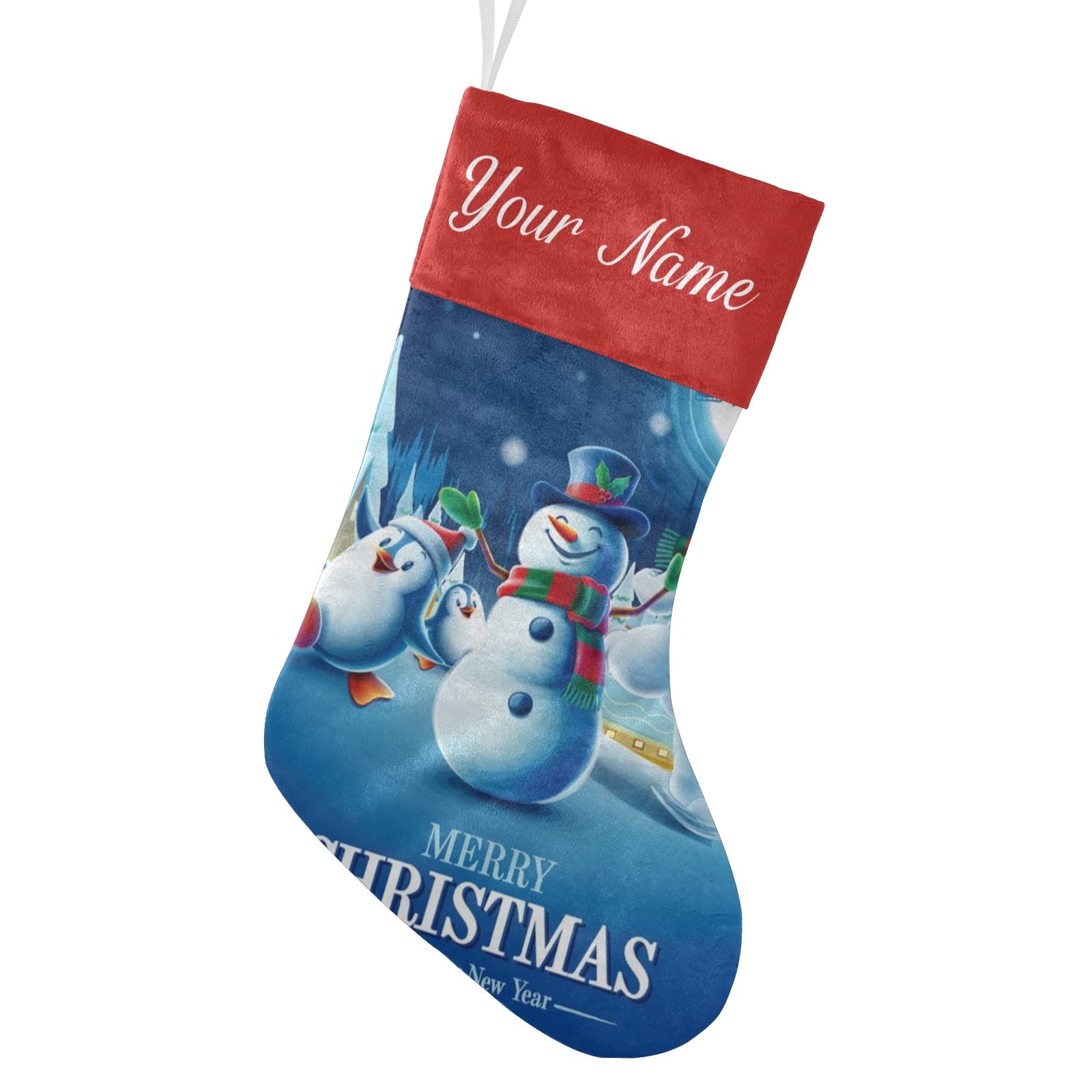 Custom Christmas Stockings with Cartoon Characters - Personalized Name Holiday Socks for Family Party Decor (17.52 x 7.87 Inch) - Perfect for Fireplace Mantel, Xmas Tree Decorations & Festive Gift Exchange