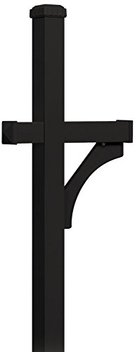 Black 4370BLK Deluxe Single-Sided In-Ground Mailbox Post by Salsbury Industries - Durable Roadside Mailbox Mount for Residential & Rural Areas