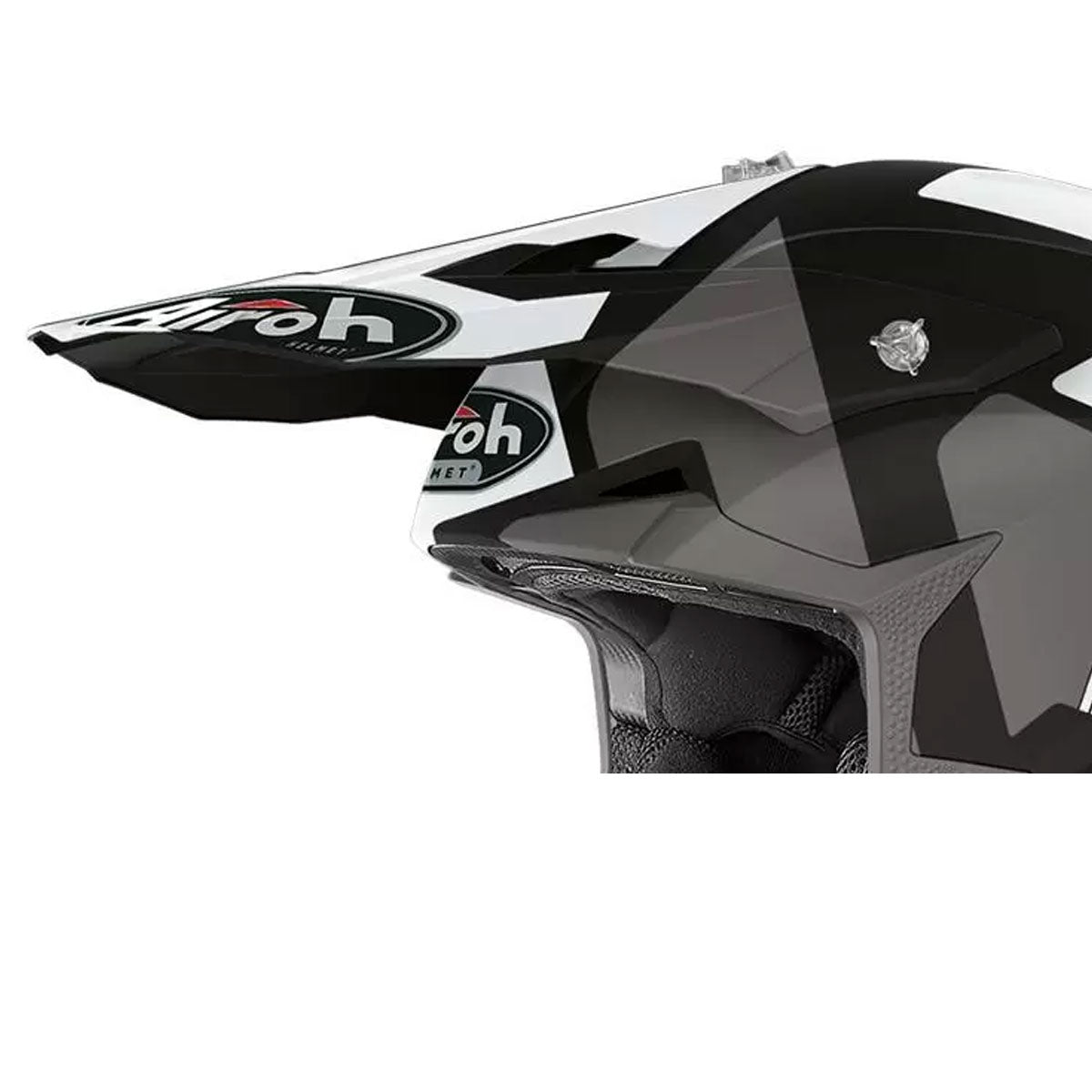 Airoh Peak For Wraap Raze Motorcycle Helmet - Matt Black & White - Lightweight & Durable for Street & Off-Road Riding