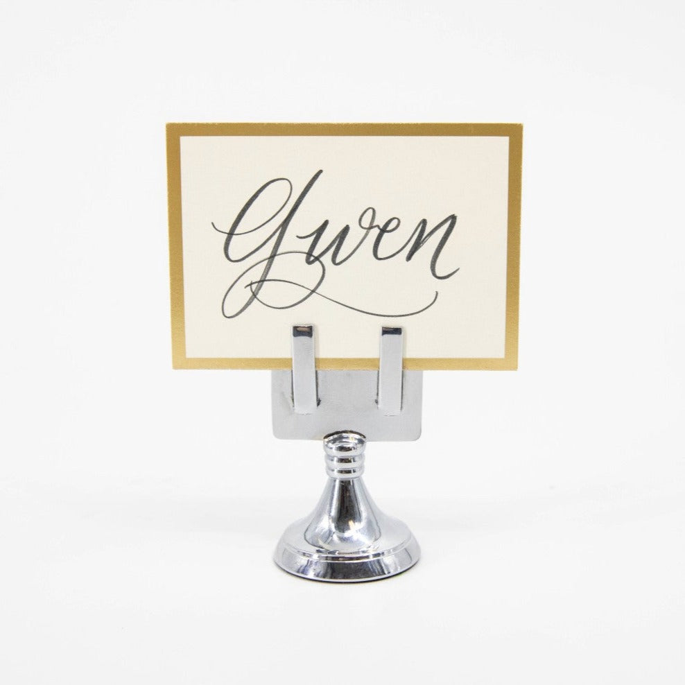 Elegant Chrome Place Card Holders for Weddings, Events & Parties - Premium Table Name Card Stands - Perfect for Seating Assignments & Decorations