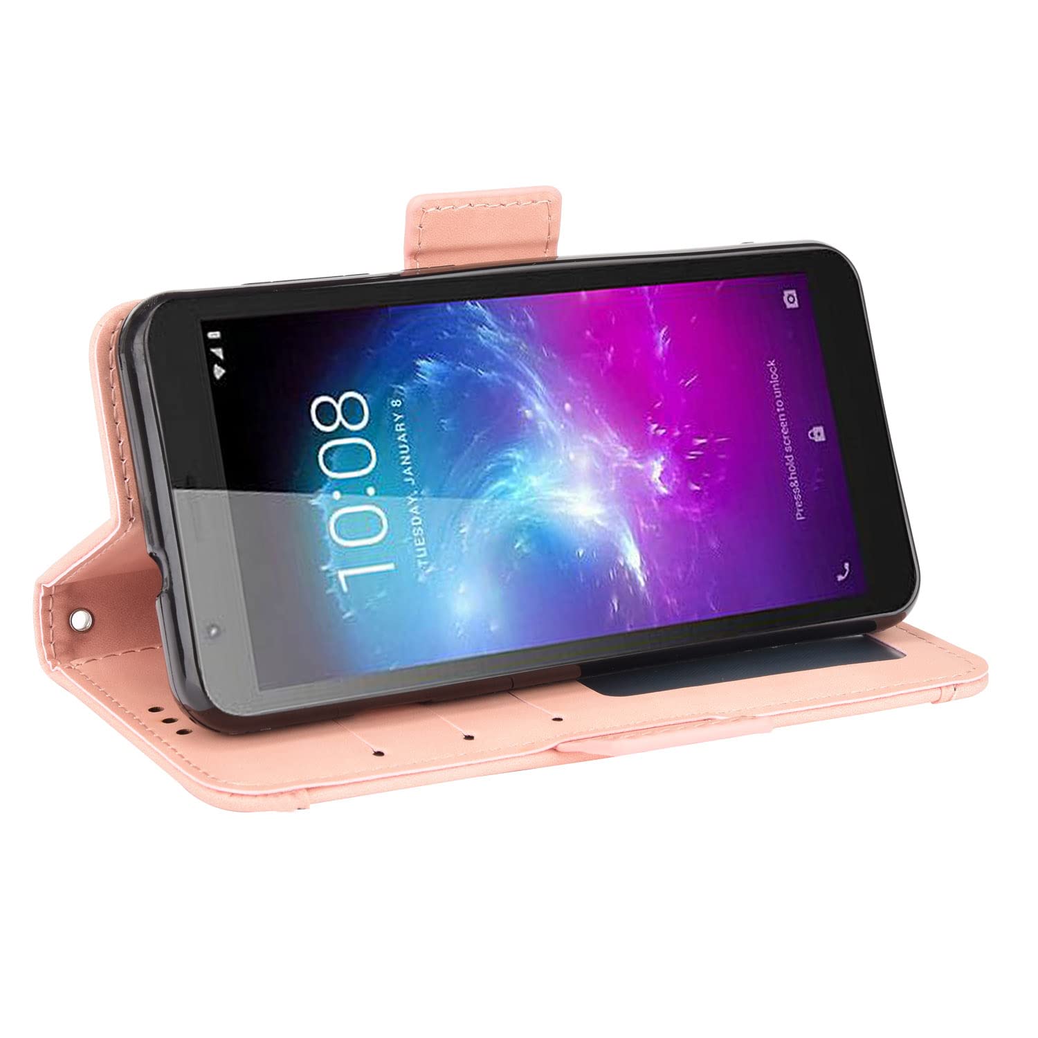 Premium PU Leather Flip Case Cover for ZTE Quest 5 Z3351S / Blade A3 2019 / Blade L8 / Blade A31 Lite / Blade A31 - Pink | Slim Protective Phone Case with Card Slots | Perfect for Work, Travel & Everyday Use