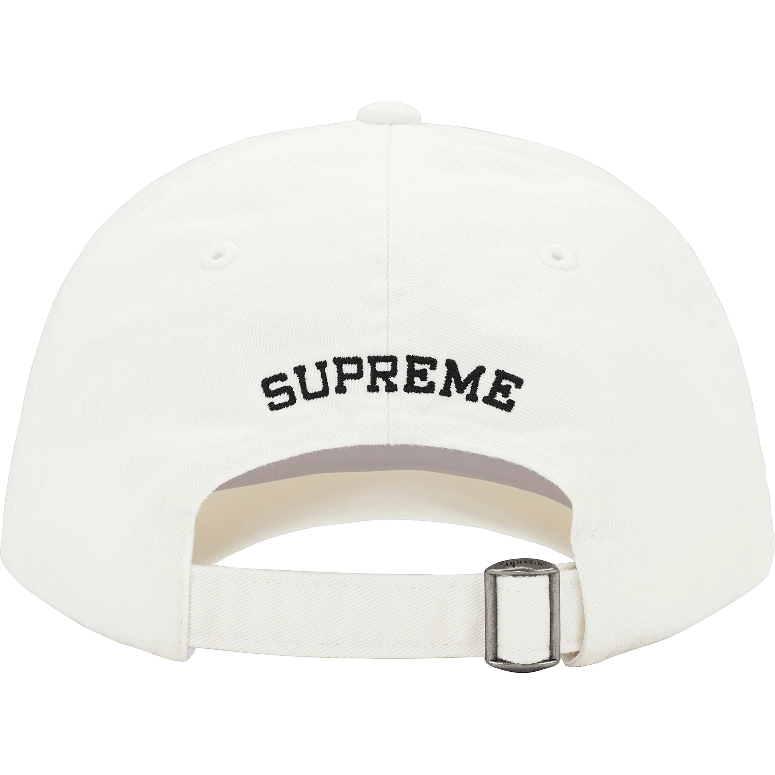 Supreme Leather Applique 6-Panel White Baseball Cap - Stylish Streetwear Accessory for Men & Women | Perfect for Casual Outfits, Sports Events & Fashion Statements