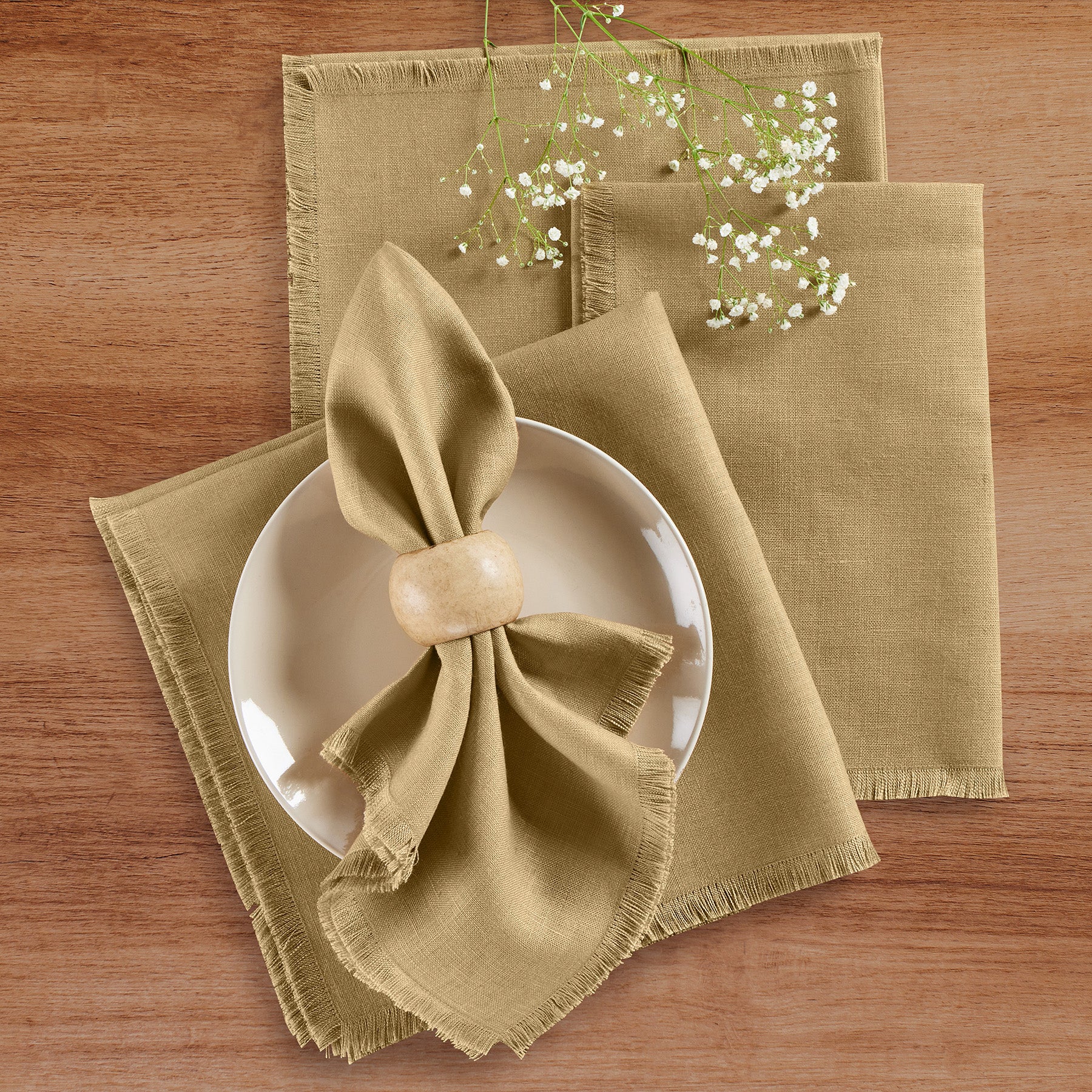 Elegant Fringe Napkins Set of 4 - Premium Cotton Decorative Table Linens for Dinner Parties, Weddings & Home Decor