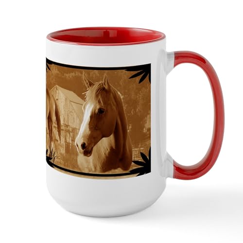 White/Red Inside - Horse Large Mug