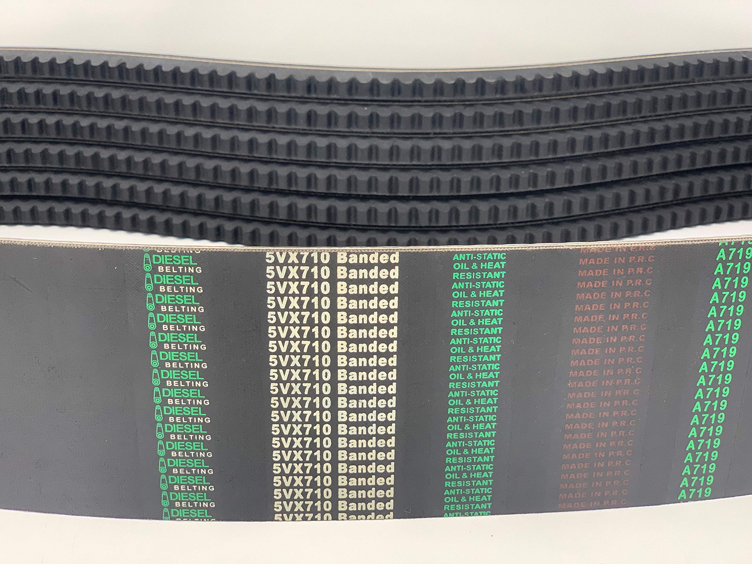 6/5VX710 Banded Cogged V-Belt - 4.15 x 71 Inch Outside Circumference - Heavy Duty Replacement Belt for Industrial Machinery, Agricultural Equipment & HVAC Systems