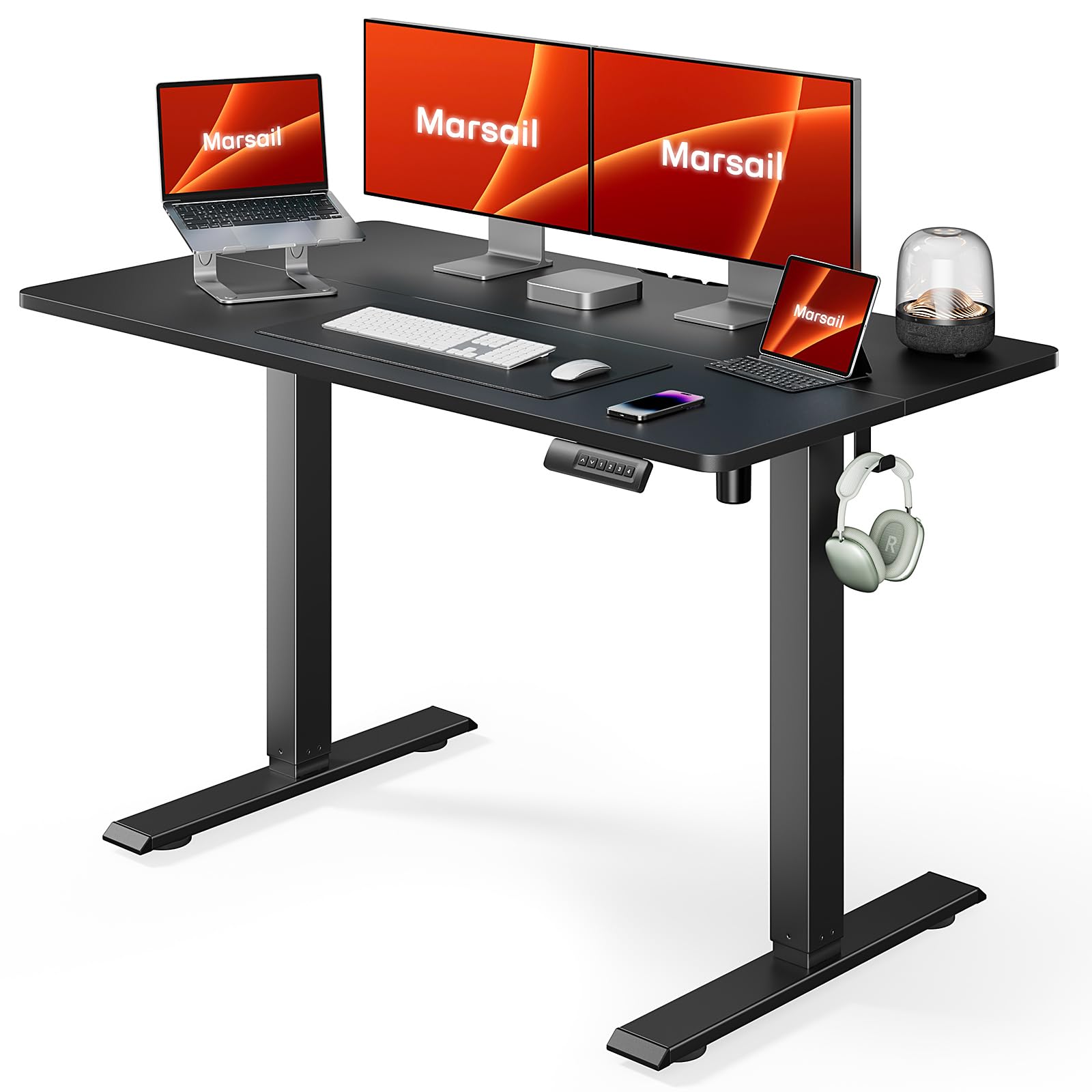Adjustable Standing Desk 48x24 Inches - Home Office & Gaming Desk with Memory Presets for Work & Study