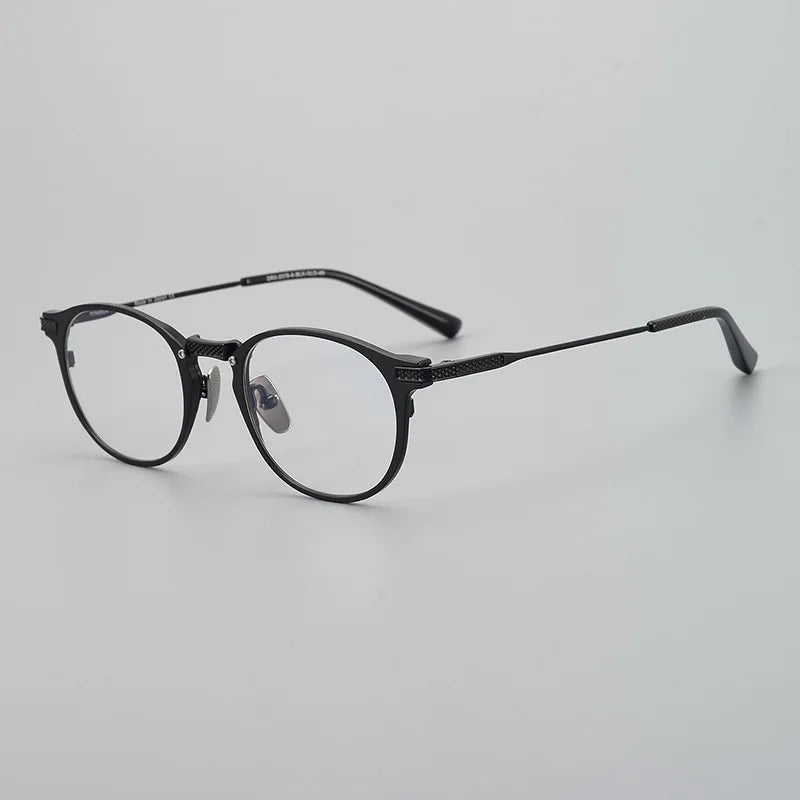 Stylish Unisex Black Titanium Acetate Eyeglasses - Oval Round Full Rim Frame 92078 | Perfect for Office, Reading & Everyday Wear