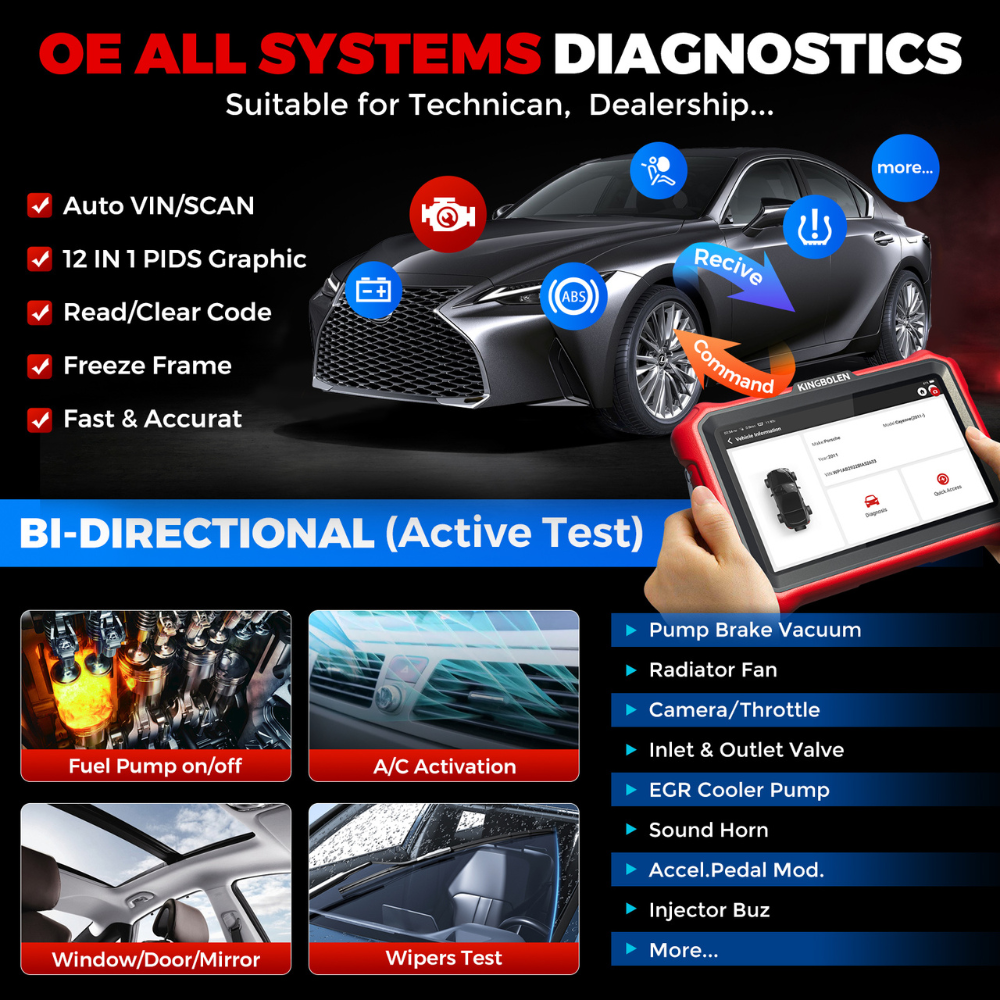 KINGBOLEN K8 PRO OE Level Car Diagnostic Tool - Bluetooth 8 Wireless Scanner with Lifetime Free Updates | ECU Coding, Bi-Directional Control, 34+ Reset Services | Supports CANFD & DOIP, FCA AutoAuth | Perfect for Professional Mechanics & DIY Car Repairs