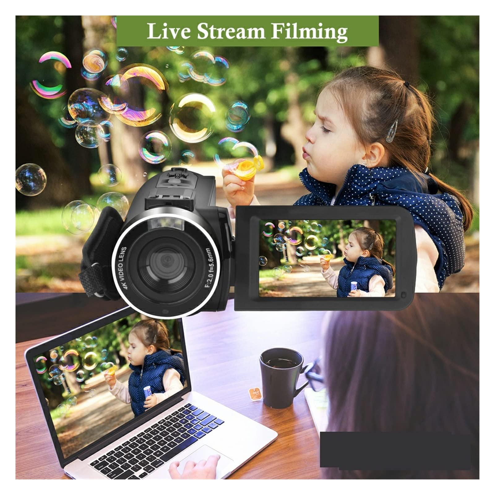 BODORME 4K 48MP Digital Camera - Auto Focus Vlog Camcorder for Live Streaming & Time Lapse