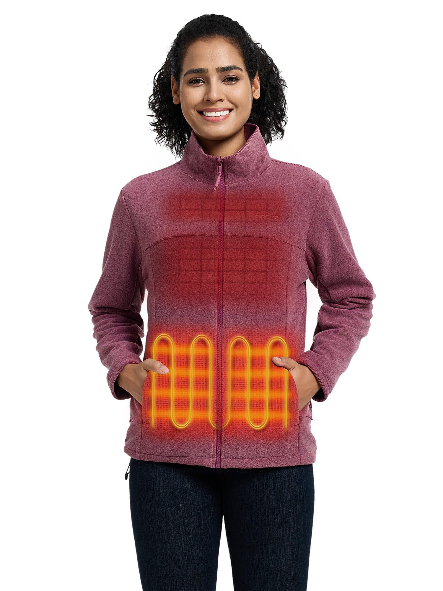 ORORO Women's Heated Fleece Jacket with Rechargeable Battery - Winter Warm Electric Jacket for Hiking, Camping & Outdoor Activities - Perfect for Cold Weather Adventures and Daily Commute