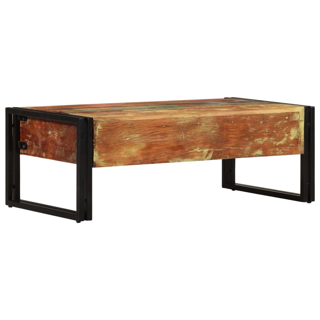 Rustic Reclaimed Wood Coffee Table with 3 Drawers - 39.4