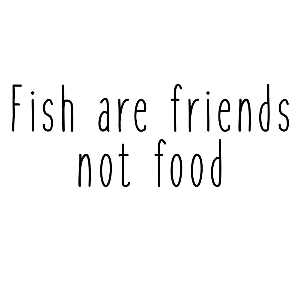 Fish Are Friends Not Food Funny Movie Quote Vinyl Sticker - 6 Inch White Car Decal for Windows, Laptops & Water Bottles - Perfect for Finding Nemo Fans
