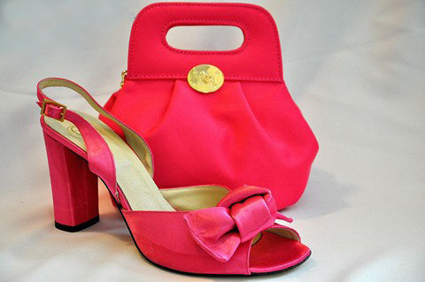 Italian Satin Heels & Handbag Set for Women - Elegant Evening Shoes and Matching Purse for Weddings, Parties & Special Occasions