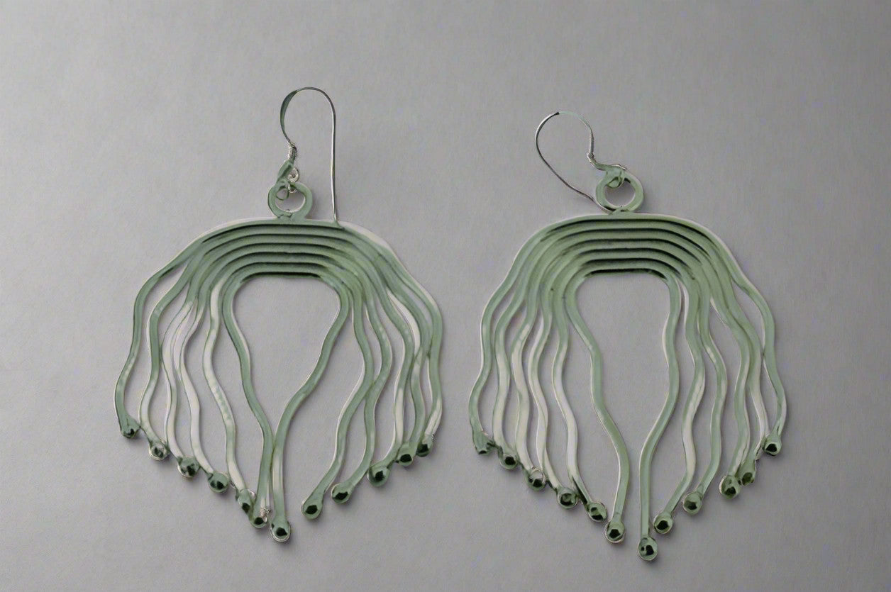 Large Wavy Strand Earrings in Pure Silver - Elegant Boho Jewelry for Women, Perfect for Parties, Weddings & Everyday Wear