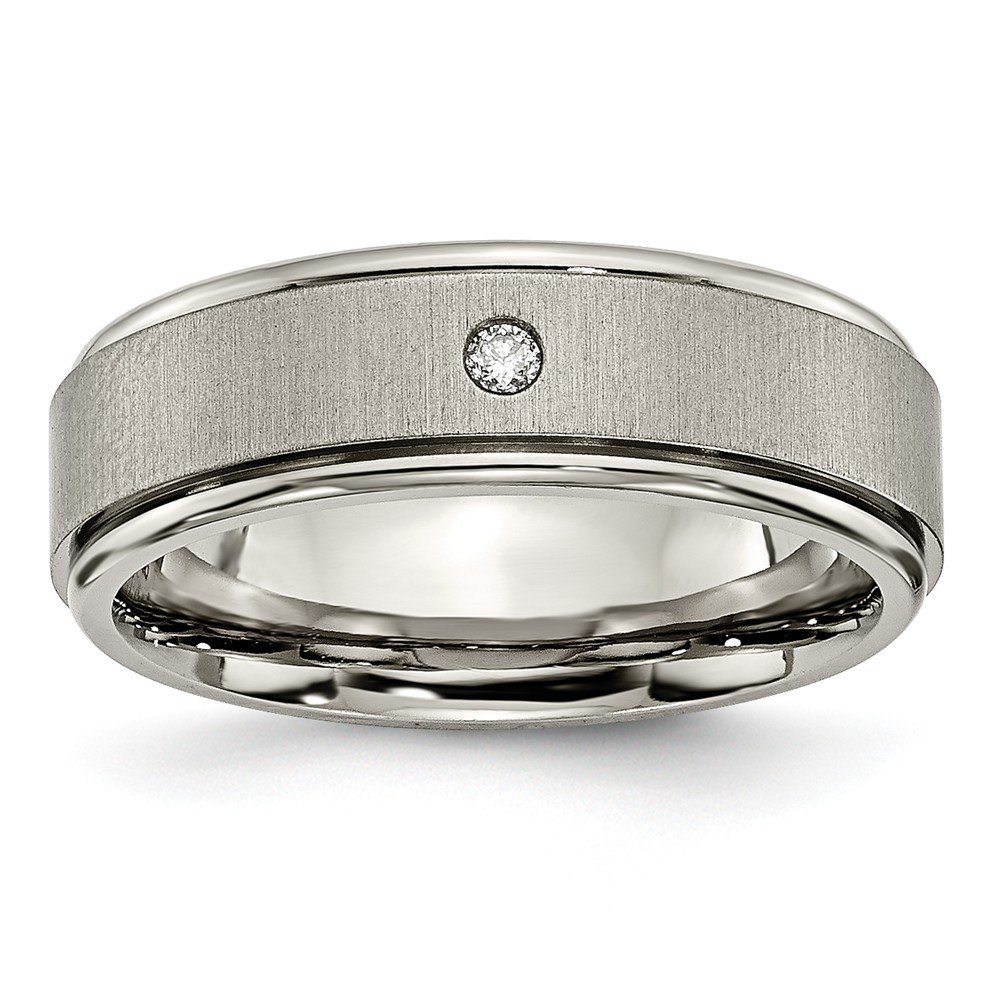 Premium Solid Titanium Men's Wedding Band Ring - Matte Brushed Finish with 0.05ct Diamond Accents - Durable & Hypoallergenic for Everyday Wear - Perfect for Weddings, Anniversaries & Special Occasions