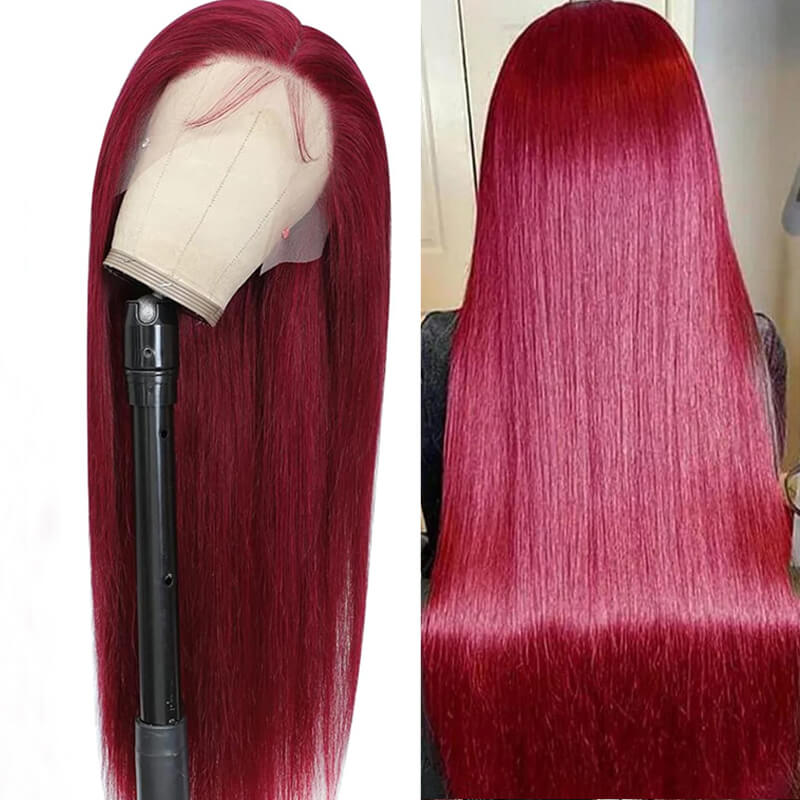 Eullair Glueless 13x4 Colored Lace Front Wig - Burgundy Bombshell #99J | Natural Look for Daily Wear, Cosplay & Special Occasions