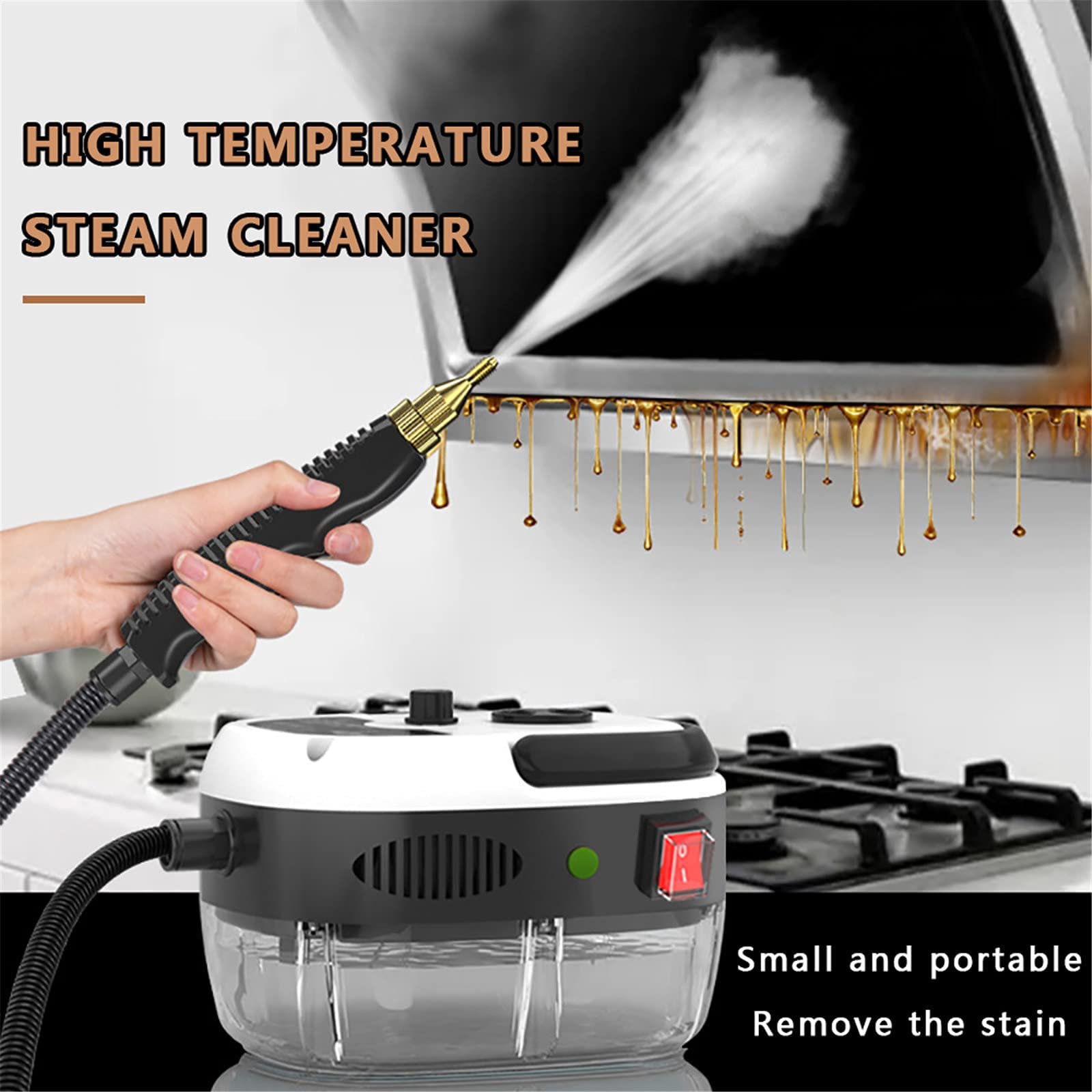 Handheld Steam Cleaner with Extension Hose & Accessory Kit - Chemical-Free Deep Cleaning for Home, Floors, Cars & More | White Portable Steam Mop